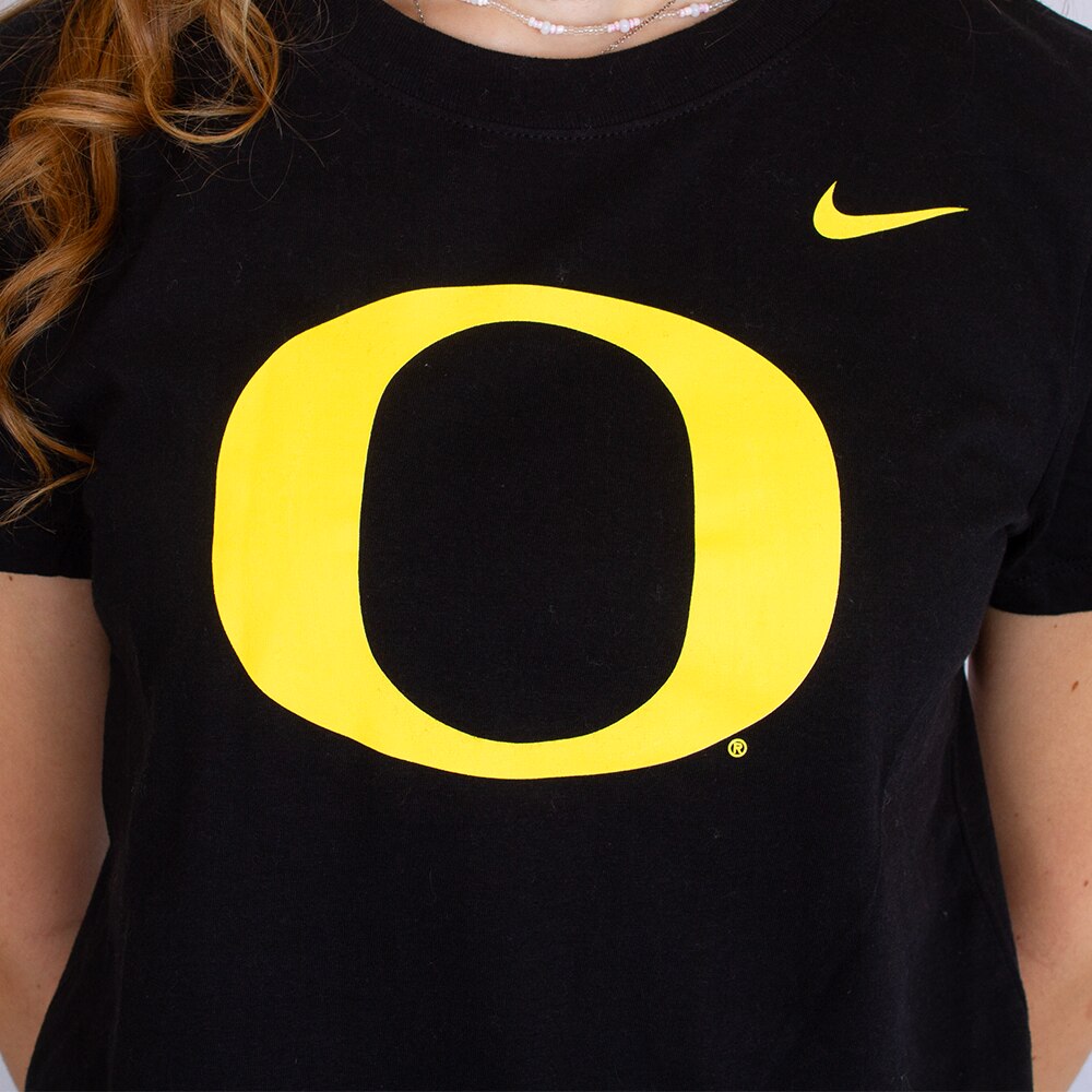 Classic Oregon O, Nike, Black, Crew Neck, Cotton, Women, T-Shirt, 795230